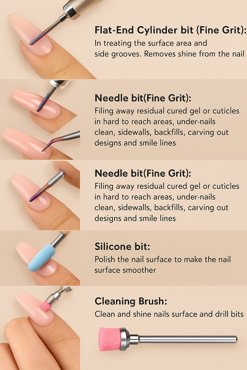 13-Piece Professional Ceramic Nail Drill Bit Set β High-Precision Tools for Acrylic & Gel Nails