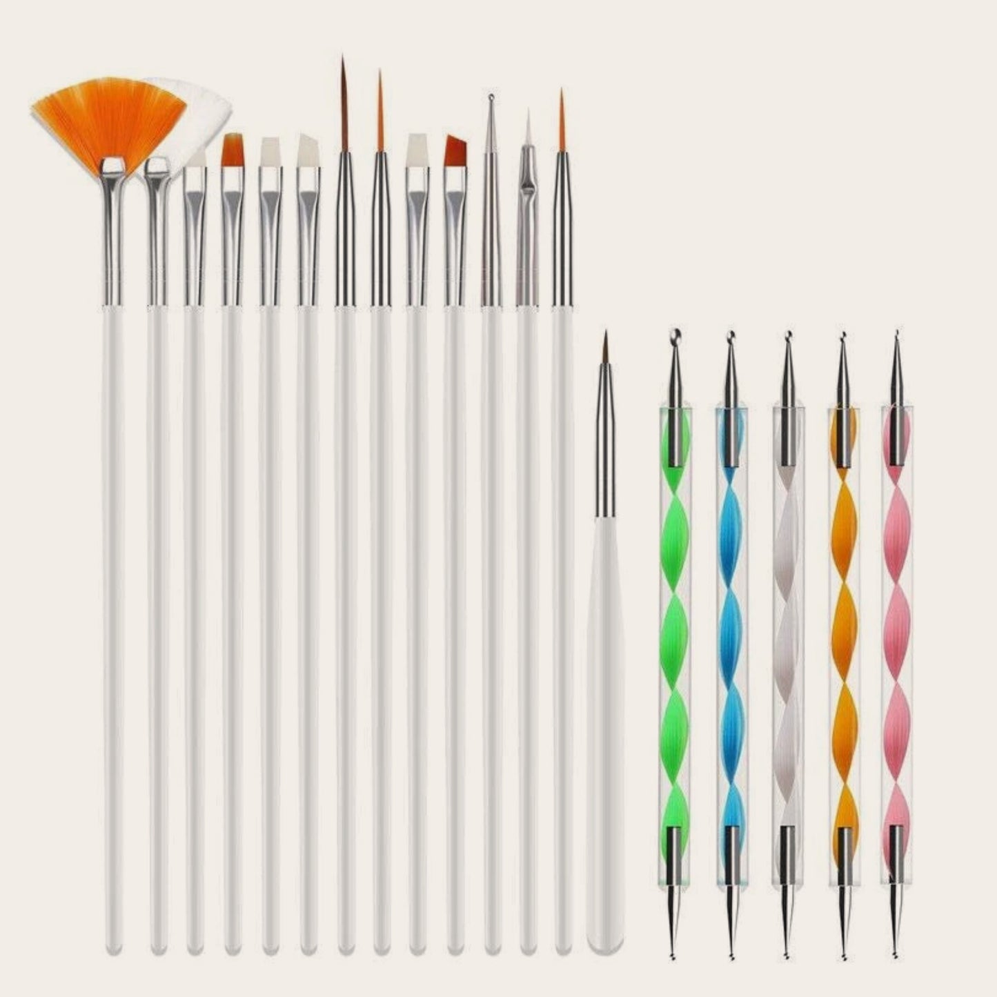 20-Piece Professional Nail Art Dotting & Painting Tool Set – Precision Brushes for Detailed Nail Designs