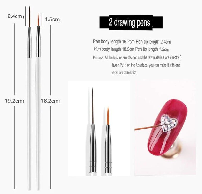 20-Piece Professional Nail Art Dotting & Painting Tool Set – Precision Brushes for Detailed Nail Designs