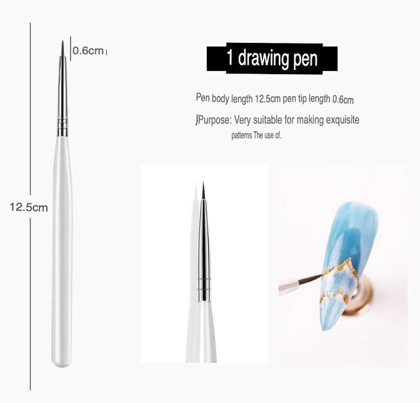 20-Piece Professional Nail Art Dotting & Painting Tool Set – Precision Brushes for Detailed Nail Designs
