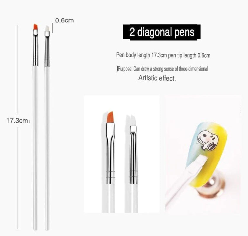 20-Piece Professional Nail Art Dotting & Painting Tool Set – Precision Brushes for Detailed Nail Designs
