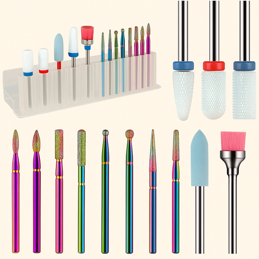 13-Piece Professional Ceramic Nail Drill Bit Set – High-Precision Tools for Acrylic & Gel Nails