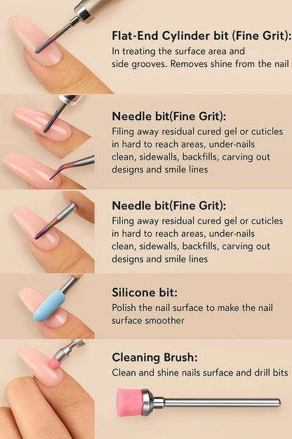 13-Piece Professional Ceramic Nail Drill Bit Set – High-Precision Tools for Acrylic & Gel Nails