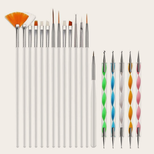 20-Piece Professional Nail Art Dotting & Painting Tool Set – Precision Brushes for Detailed Nail Designs