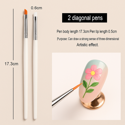 20-Piece Professional Nail Art Dotting & Painting Tool Set – Precision Brushes for Detailed Nail Designs