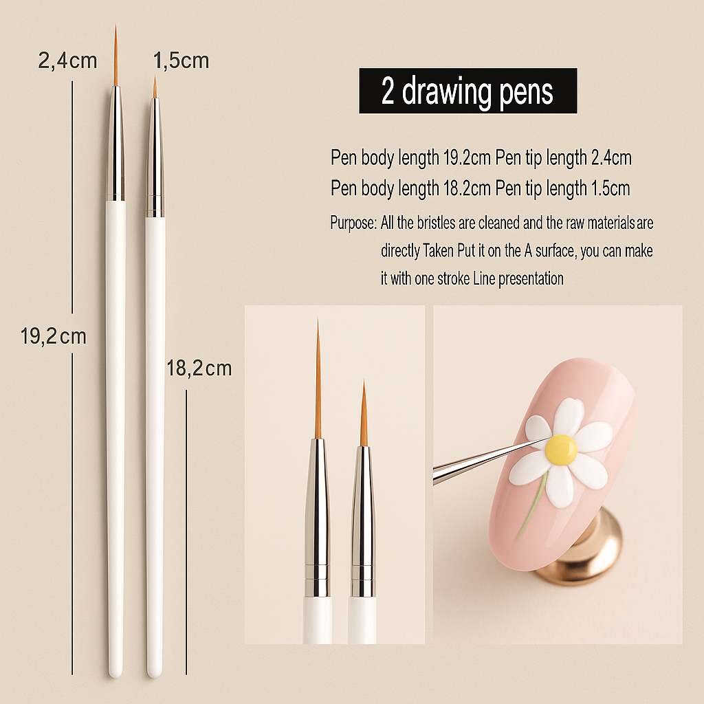 20-Piece Professional Nail Art Dotting & Painting Tool Set – Precision Brushes for Detailed Nail Designs