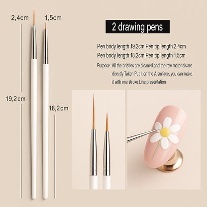 20-Piece Professional Nail Art Dotting & Painting Tool Set – Precision Brushes for Detailed Nail Designs