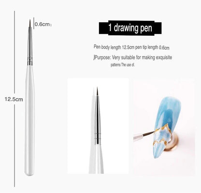 20-Piece Professional Nail Art Dotting & Painting Tool Set – Precision Brushes for Detailed Nail Designs